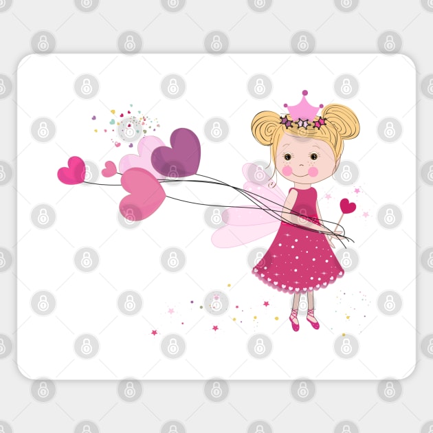 Fairy holding heart balloon. Banner style template design Sticker by GULSENGUNEL